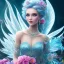 Placeholder: bright ice fairy, beautiful portrait, flowery landscape