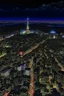 Placeholder: birds eye view of tokyo at nigh in the style of hiroku ogai