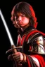 Placeholder: young european brown hair adult royal guard swordsman with rapier