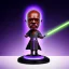 Placeholder: Bald Plastic Windu mace purpleGlow jedi bobblehead with boots,