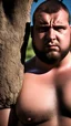 Placeholder: back portrait close up photography of a marocan ugly angry dirty burly stocky chubby farmer 31 years old, bullneck, strong arms, big belly, very sweat, long beard, very angry, angry eyes, near an olive tree , in the Italian countryside , September sun, ambient occlusion, DSLR, cinematic shot, hyper detailed photography, photorealistic, 50mm lens , strong side light, back view