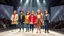 Placeholder: a luxury fashion show of 6-8 old years children showing modern clothing
