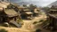 Placeholder: ancient, fantasy, chinese town, dune, crater, sand strom, destroyed chinese houses