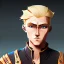 Placeholder: blond man samurai with robot body and braid