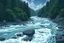 Placeholder: a angry river with deep waters, ghibli style, no humans, no animals, mainly focus on river and center it to scene