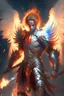 Placeholder: A male angel with a flaming head wearing armor and glowing eyes holding a flaming sword