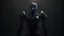 Placeholder: An andro-humanoid concept art robot, 4k render, Dark room aesthetic, Dark, Cold, Light coming from right, Minimal, black bg,