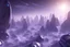 Placeholder: edifici futuristi con asteroidi, astronave, cristalli bianchi azzurri, sfondo blu violetto