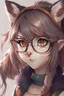 Placeholder: anime racoon girl with glasses