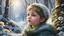 Placeholder: winter, Detailed portrait (1child), (sitting:1.1), (medium full shot), ( forest fairies and flowers:1.1), Jack & the Beanstalk, Fairytale illustration, perfect composition, artstation trend, sharp focus, studio photo, complex details, highly detailed