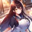 Placeholder: Clear focus,High resolution, Vibrant Red long straight hair, and yellow eyes, wearing a Sailor uniform
