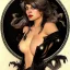 Placeholder: painted portrait of evil witch in black leather, angry, strong, volouptous, chesty, cleavage, intricate, elegant, highly detailed, digital painting, artstation, concept art, smooth, sharp focus, illustration, art by gaston bussiere and alphonse mucha