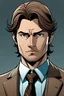 Placeholder: Einen Mann der ernst schaut in einem Anzug mit braunen haaren in einer comic art