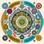 Placeholder: generate a circular design with an image that represents ancient devotional practices in India.