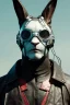 Placeholder: Medium Close Up Portrait, Front image. cyberpunk, rabbit mask, british man, white short hair. leather, carbon suit. White, black, red, color. Mad max style. Color background, photo studio. Avatar image, highly detailed, concept art, smooth, unreal engine 5, god rays, ray tracing, RTX, lumen lighting, ultra detail, volumetric lighting, 3d, finely drawn, high definition, high resolution.