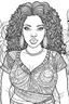 Placeholder: black curvy woman eyes front camera coloring page floral background