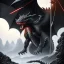 Placeholder: mdjrny-v4 style, highly detailed illustration of a black obsidian dragon, spread wings, black obsidian dragon feet on lava rock, dark sky background, realistic, intricate details, d&d, by artist "Even Mehl Amundsen", full body