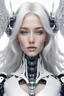 Placeholder: robot, beautiful woman, white hair, angel,