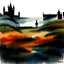 Placeholder: dnd, fantasy, watercolour, large strokes, stylistic, landscape, illustration, capital city, opulent, magnificent, medieval