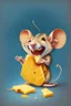 Placeholder: Design of a mouse eating cheese and laughing