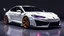 Placeholder: white luxurious boxy aggressive clean sedan cult vehicle, black and gold color scheme, sinister elegant design, sharp lines, royal and rebellious look, custom cult logo, ambient glow, concept car, photorealistic, 3D white and purple studio render --ar 16:9