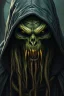 Placeholder: Swamp Thing, a hooded wizard character, ominous, facepaint, waist up portrait, intricate, oil on canvas, masterpiece, expert, insanely detailed, 4k resolution, retroanime style, cinematic smooth, intricate detail , hard lighting, painted Renaissance stylestyle