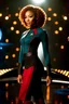 Placeholder: Gorgeous beautiful actress (Parker McKenna Posey ) age 32, short ginger hairstyle irredscent red, wearing cadet costume of Star Trek Voyager tv series, 64 megapixels, bokeh, dynamic lighting, sophisticed mood, intricate expressions and feelings, filmic, superb shot, sci-fi scene, realistic photography