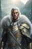 Placeholder: Male Tan Human, White Hair, Handsome Face, Black and Gold Armor.