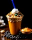 Placeholder: A vibrant and colorful boba drink, with pearls swirling in a sea of creamy milk tea, topped with a mountain of whipped cream and drizzled with caramel sauce.