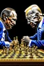 Placeholder: Vladimir Poutine playing chess against Joe Biden in hell, with The devil as referee