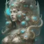 Placeholder: sango fantasy, fantasy magic, intricate, sharp focus, illustration, highly detailed, digital painting, concept art, matte, artgerm and paul lewin and kehinde wiley, masterpiece silver tiger head bronze Asian African nice breast Afo woman turquoise snow waves