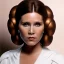 Placeholder: extremely detailed 8k hyperspace wallpaper,complete and photo realistic detailed head to waist stunning photo realistic portrait of carrie fisher as Princess Leia in star wars with photo realistic fine and simple hairstyle, brown eyes, professional majestic photo realistic painting by Ed Blinkey, Atey Ghailan, by Jeremy Mann, Greg Manchess, Antonio Moro, trending on ArtStation, Intricate, High Detail, Sharp focus, dramatic, by greg rutkowski, realism, beautiful and detailed lighting,