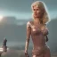 Placeholder: Ultra Realistic retro sci-fi movie scene, waist up view portrait, blonde woman pointing a gun, sweet young Claudia Schiffer face, perfect iris, glow eyes, makeup, weapon. Drones background, Retro sci-fi style, helmet, tight latex coat, fog, rain, soft color, highly detailed, unreal engine 5, ray tracing, RTX, lumen lighting, ultra detail, volumetric lighting, 3d, finely drawn, high definition, high resolution.