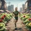 Placeholder: 100 m championship running on lettuce cabbage and roses, in the style of a fallout 4,bokeh like f/0.8, tilt-shift lens 8k, high detail, smooth render, down-light, unreal engine, prize winning