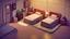 Placeholder: Tiny cute isometric bedroom in a cutaway box, borderlands game style, soft smooth lighting, soft colors, 100mm lens, 3d blender render