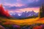 Placeholder: beautiful nature, mountains, fjord, flower meadow, forest, sunset, detail, realism