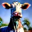 Placeholder: A cow wearing a pantsuit