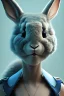 Placeholder: Portrait Sweet Rabbit ceramic mask, blue, suit, photo studio, black background, unreal engine 5, concept art, ray tracing, lumen lighting, ultra detail, volumetric lighting, 3d.