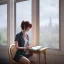 Placeholder: female student studying by the window, anime style, unreal engine 5, sun light, studio lighting --ar 1:1