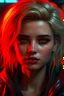 Placeholder: cyberpunk, italian blonde hair with red highlights, alluring eyes, ultra photorealistic, cinematic 4k image