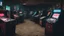 Placeholder: desolate dark arcade, many arcade cabinets, horror, no humans