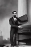 Placeholder: Abraham Lincoln opening a coffin vintage photography, beautiful, Tumblr aesthetic, retro vintage style, HD photography, hyperrealism