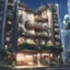 Placeholder: Anime luxury apartment exterior