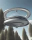 Placeholder: Design a futuristic, silver UFO hovering in a clear blue daytime sky, photorealism