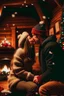Placeholder: Cozy Christmas scene couple kissing