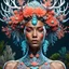 Placeholder: woman 3D rendering of an impressively detailed and complex hyper-realistic "coral": front view, colorful, antlers, rainforest, tribalism, detailed flowers, shamanism, cosmic fractals, dystopian, octane rendering, post-production 8k, dendritic, artstation: award-win : Professional Portrait: Atmospheric: Powerful: Fantastic: Clarity: 16k: Ultra Quality: Astounding: Brightness: Stunning Colors: Stunning Depth