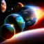 Placeholder:  One planet surrounded by two moons, highly detailed, 3d render