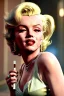 Placeholder: Marilyn Monroe, in full growth, smokes a cigarette, cyberpunk2077, photorealistic, 8k