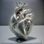 Placeholder: stainless steel sculpture of human flesh-like heart formed by human bodies