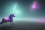 Placeholder: one glowing unicorn in space,nebula in the backround, Christmas theme .